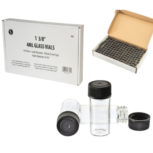 Glass Vial 1-3/8 w/Black Cap Or 12/$3.49