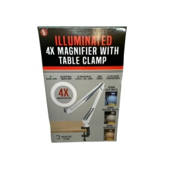 Illuminated 4x Magnifier W/table Clamp 4 Glass Lens Adjustable Swing Arm"