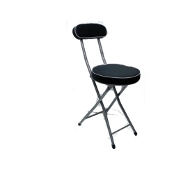 Folding chair with cushion Black - round 27.6x27.6x28.3 inches