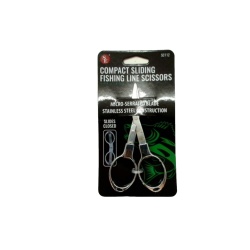 Compact Sliding Fishing Line Scissors Micro Serrated Blade Stainless Steel