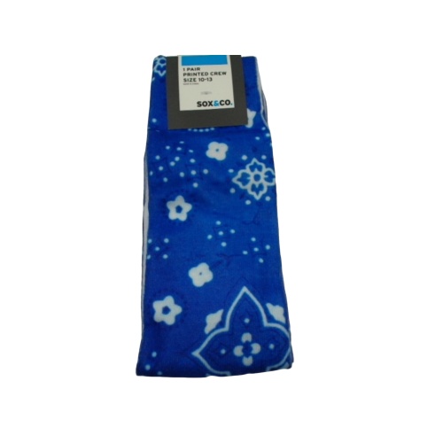 Socks Men's Crew Blue Flotal Sox&co