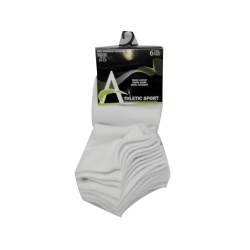 Socks Men's Mesh Vented 6pk. White Athletic Sport