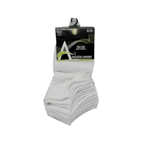 Socks Men's Mesh Vented 6pk. White Athletic Sport