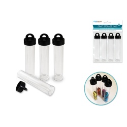 Craft/Bead Storage 4pk 4 Round Tube Vials w/Screw Hang Cap"