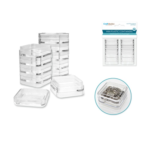 Craft Storage: Mini Plastic Containers x10 for Glitter/Sand/Beads/Findings