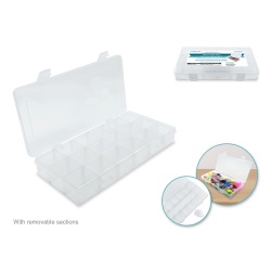 Craft Storage: 9.1x4.4"x1.3" Organizer Box 18-Comp w/Lid B) Clear"