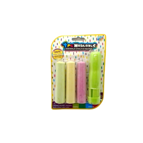 4pc. Washable Sidewalk Chalk & Holder (endcap)