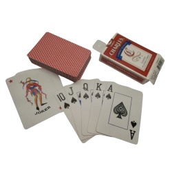 Playing cards coated large number blue or red