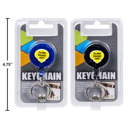 KEYCHAIN W/ I.D. HOLDER,RETRACTABLE DESK TECH