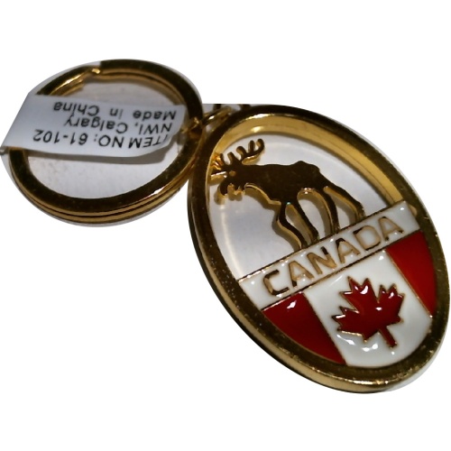 Keychain Canada Gold Oval W/moose