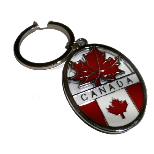 Keychain Maple Leaf Oval Canada