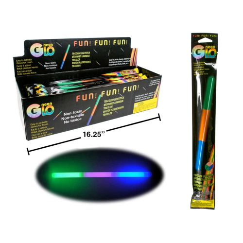Neon Glo Light Stick 12 Tri-colour foil bag