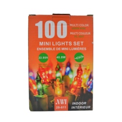 Mini Light 100lt Indoor Multi Color Bulb 22.95ft Length