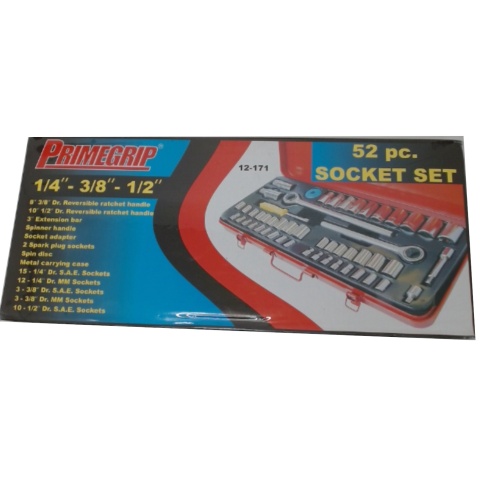 Socket set 52 pc SAE/metric 1/4 3/8 1/2 inch drive