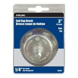 END CUP BRUSH 3INCH FINE 1/4INCH ROUND SHANK