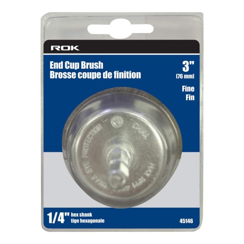 END CUP BRUSH 3INCH FINE 1/4INCH ROUND SHANK