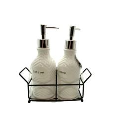 Lotion & Soap Dispenser Set w/Caddy White Vesta