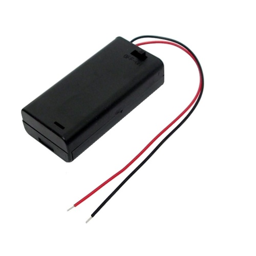 Battery holder for 2 AA's with cover switch and wire