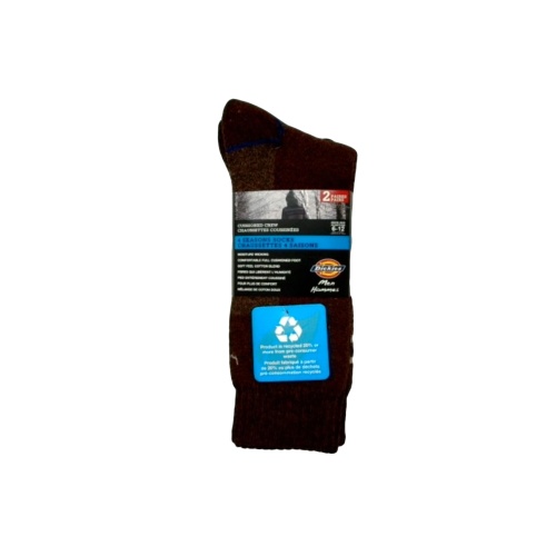 Socks Men's 2pk. 4 Seasons Cushioned Crew Brown Dickies