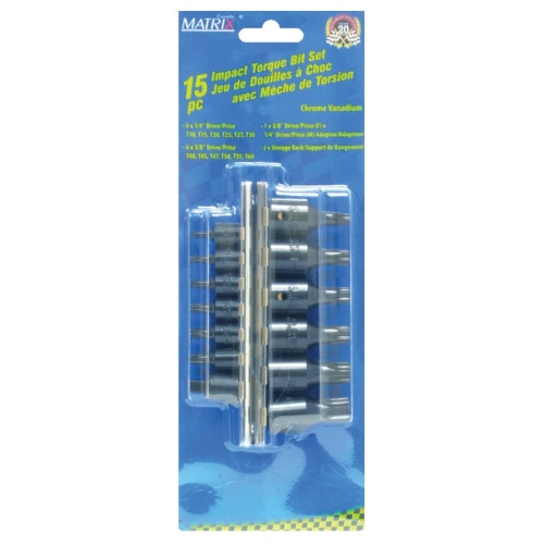 Air Torx Bit Socket Set 15 Pc 1/4 & 3/8 inch