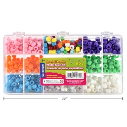 BEADS KIT ASSORTED PLASTIC COLOURED 150 GSM TOTAL 160CM STRING INCL.( SIZE OF BOX: 21x11.5x2.9cm)