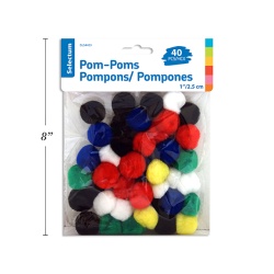Pom Poms 40pk 1 size Asst.Colors"