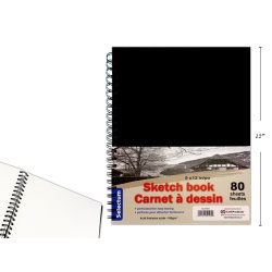Sketch Book Hard Cover Coil 80 sheets 9x12"  Acid Free"