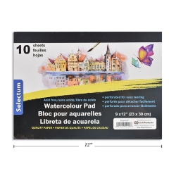 Watercolour pad 9x12 inch 10 acid free sheets Selectum