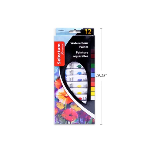 Watercolour paint 12 colours 12ml tubes Selectum