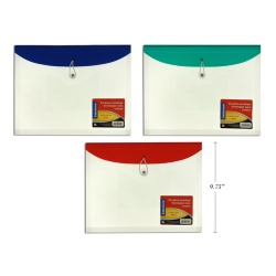 ENVELOPE 12.75X9.75 ELASTIC STRING,CD+OUTSIDE PKT  T ASST CLR"