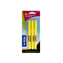 3 Pk Yellow Highlighters Blister Crd