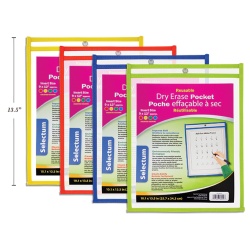 Dry Erase Pockets Re-Usable  4 asst.colors