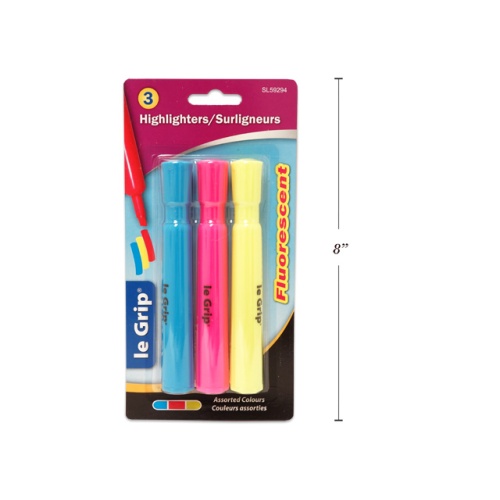 HIGHLIGHTERS 3Pk FLUORESCENT ASST COLORS  BLISTERED