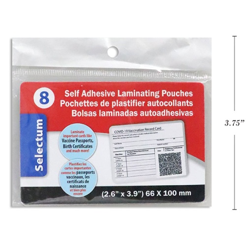 Laminating Sheets Self Adhesive 66x100mm. 8/pk.