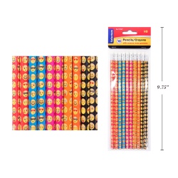 Pencils Assorted Emojis w/ Eraser10 pack Asst. Emoji's Wood Pencils w/ Eraser