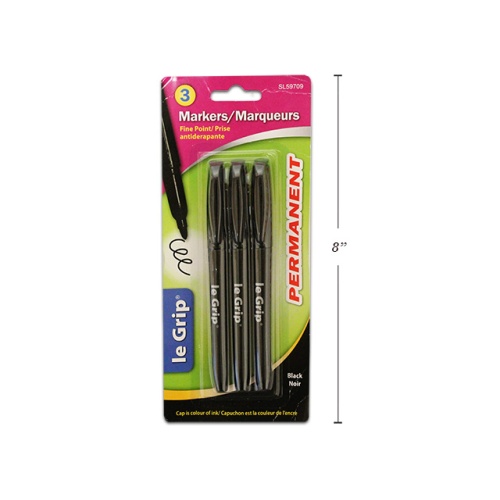 Permanent Markers 3Pk Black Bullet Point