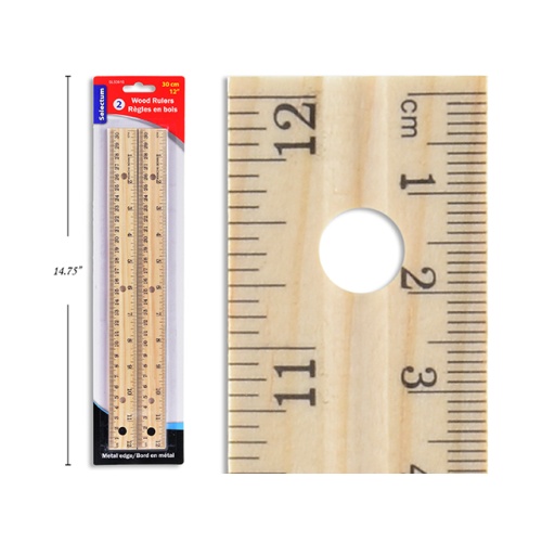 Rulers 2Pk. 30cm./12 Wood with Metal Edge