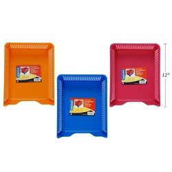 STACKABLE DOCUMENT TRAY ORGANIZER, 13X9X2.75 BLUE, PINK, ORANGE COLORS"