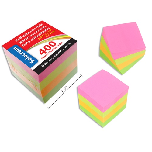 Sticky Notes Neon Colour 4x4cm. 400 sheets Mini