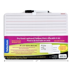 WHITEBOARD W/MARKER PLAIN + INTERLINED LINES 22.86X30.48CM 9X12 2 SIDE LAPBOARD"