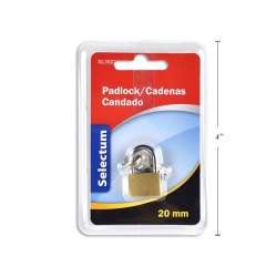 PADLOCK 20MM BRASS W/3 KEYS DOUBLE BLISTERED