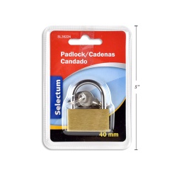 PADLOCK 40MM BRASS W/3 KEYS DOUBLE BLISTERED