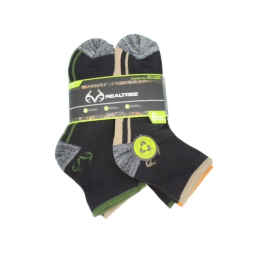 Socks Men's Ankle 6pk. Black Size 7-11 Realtree