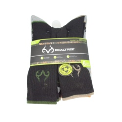 Socks Men's Crew 6pk. Black Size 7-11 Realtree