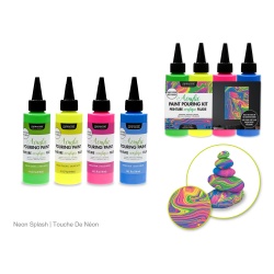 Acrylic Pouring Paint Kit 4pk 4oz Ready To Pour D) Neon Splash