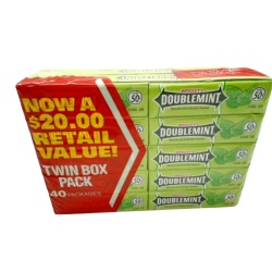 Wrigley's Gum Twin Box Pack 40pcs. Double Mint (Or B/U $0.29ea.)