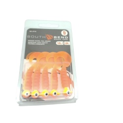 Rigged Swirl Tail Grubs 5pk. Chartreuse Orange 1/8oz. 3.56g. South Bend