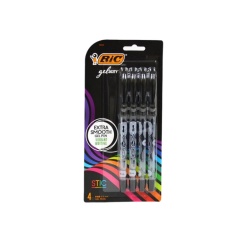 Bic Gelocity 4pk Fine 0.5mm Gel Blk Ink Pens