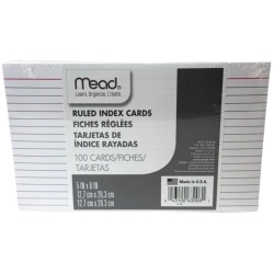 Index Cards 100pk 5 X 8" Ruled Mead"