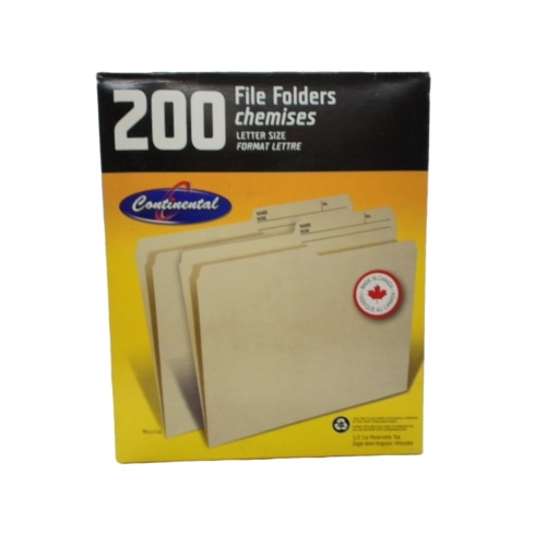 File Folders Letter Size 200pk. Continental